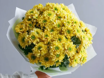 Монобукет из хризантем «Солнечное касание»