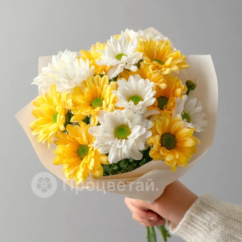 Монобукет из хризантем &laquo;Лучик солнца&raquo;