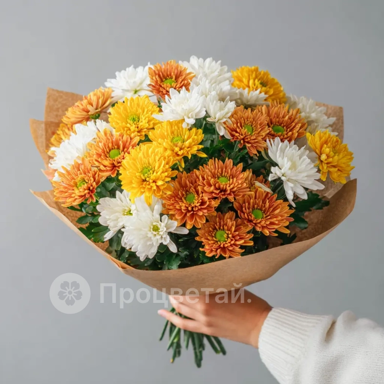Монобукет из хризантем &laquo;Лесное золото&raquo;