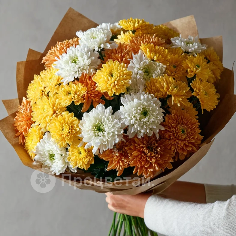 Монобукет из хризантем &laquo;Лесное золото&raquo;