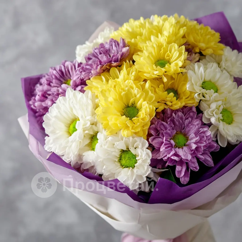 Монобукет из хризантем &laquo;Сиреневый рассвет&raquo;