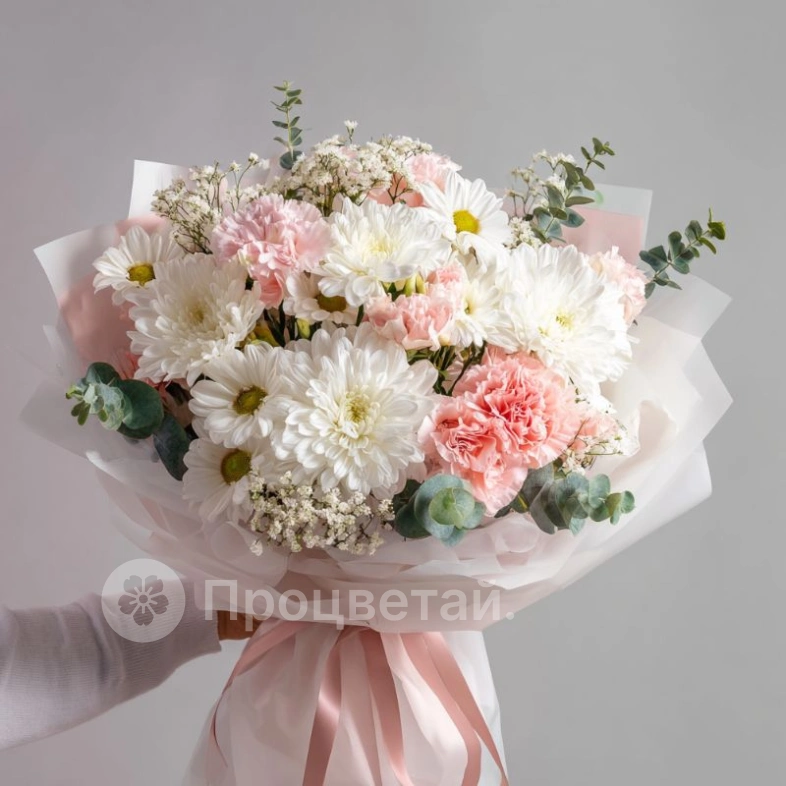 Букет с гвоздиками &laquo;Праздничное настроение&raquo;