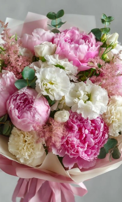 Букет с пионами «Пудровая нега»