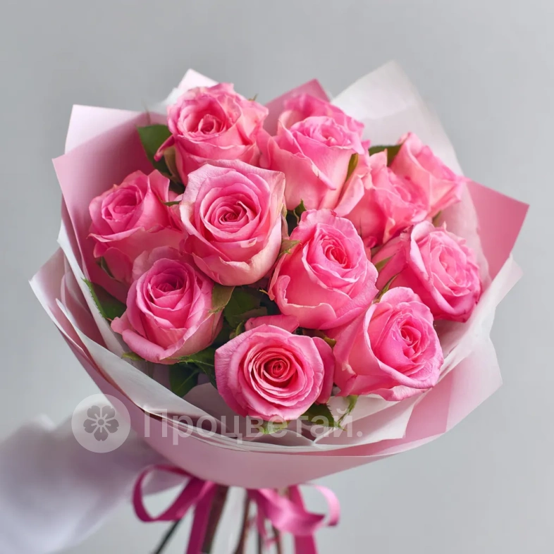 15 розовых кенийских роз