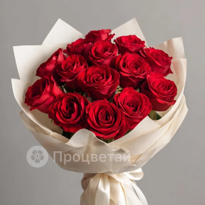 15 красных роз 60 см
